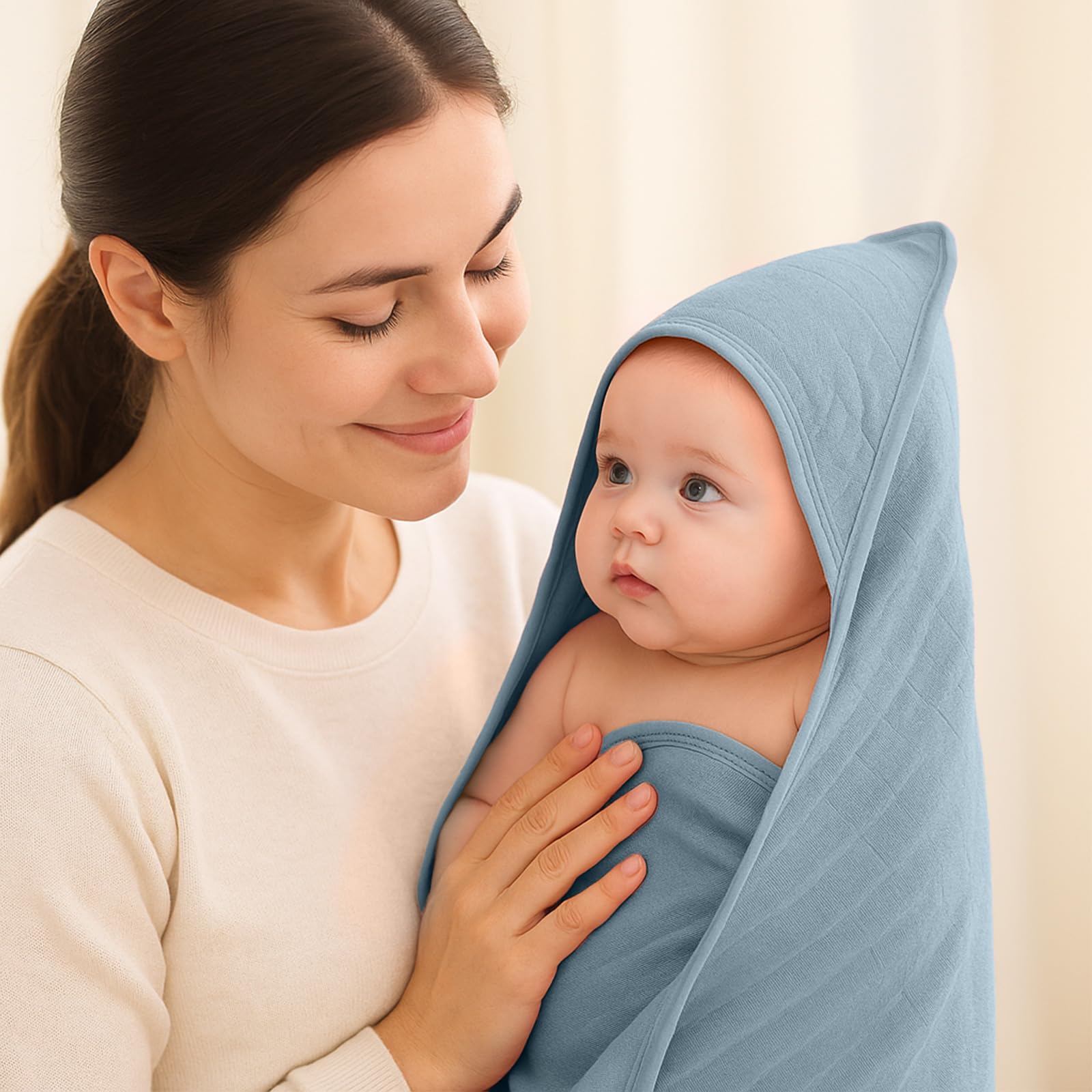 Preboun easy-care muslin towel showing machine washable durability