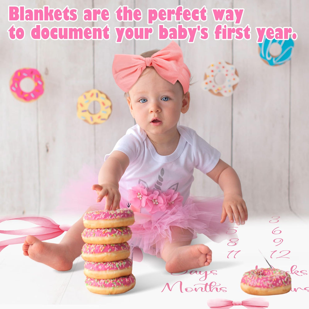 Preboun fleece baby blanket provides soft, cozy backdrop for portraits.