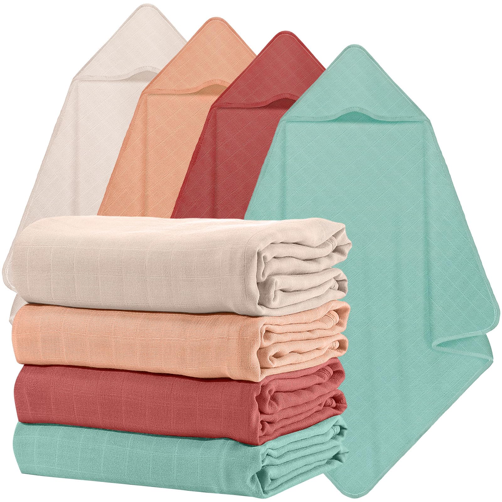Preboun muslin hooded towel set pink 32x32 for gentle newborn drying and warmth