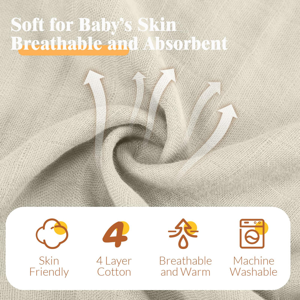 Preboun muslin washcloth coffee 12x12 closeup emphasizes soft touch and hygienic use