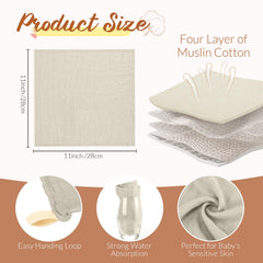 Preboun muslin washcloth grey 12x12 closeup shows gentle texture and quick-dry fibers