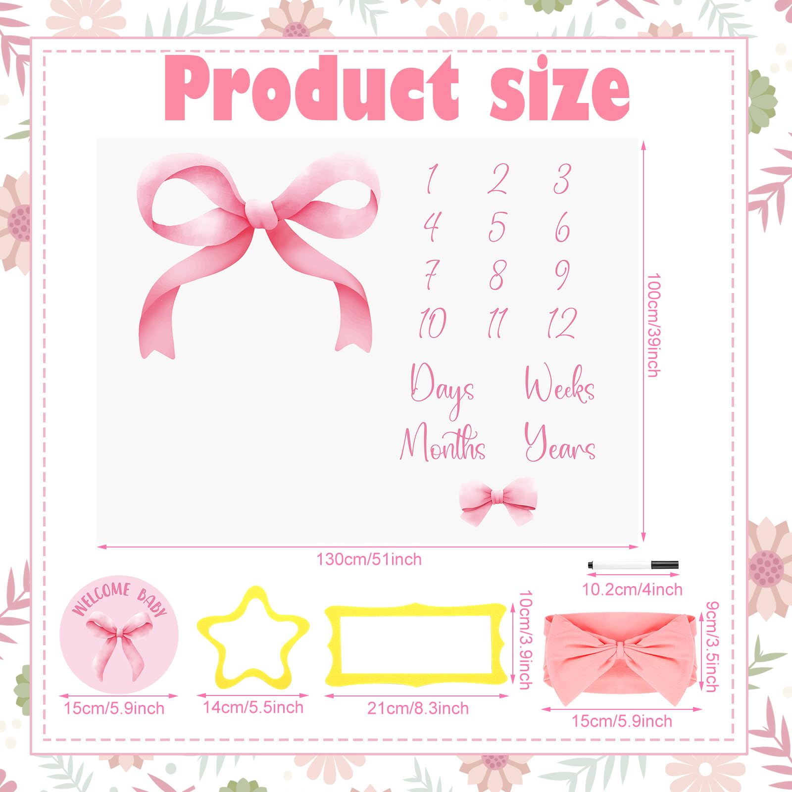 Preboun photo auxiliary frames set showcases monthly milestones in clean baby portraits.