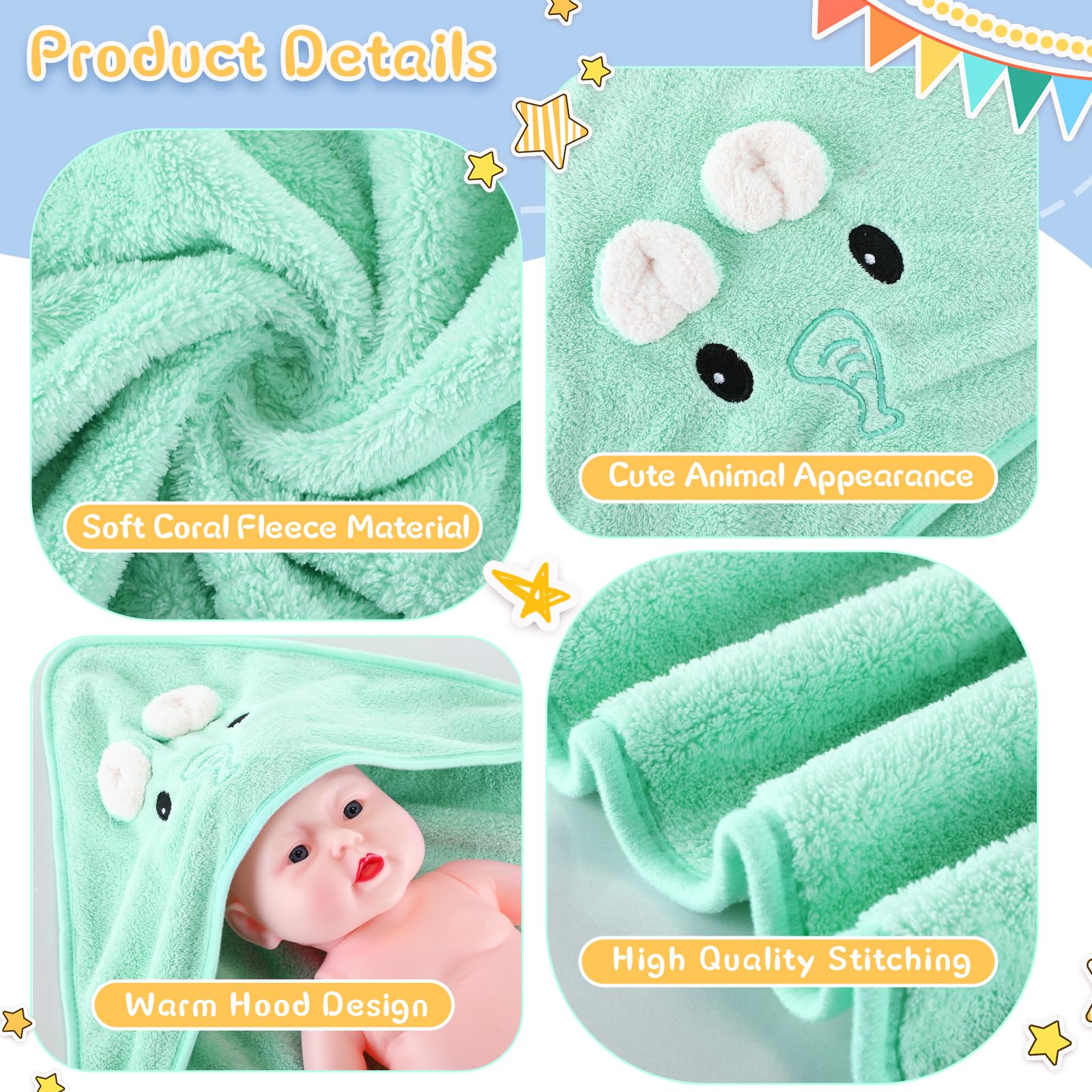 Preboun soft-absorbent towels aid quick drying after baths and keep babies cozy