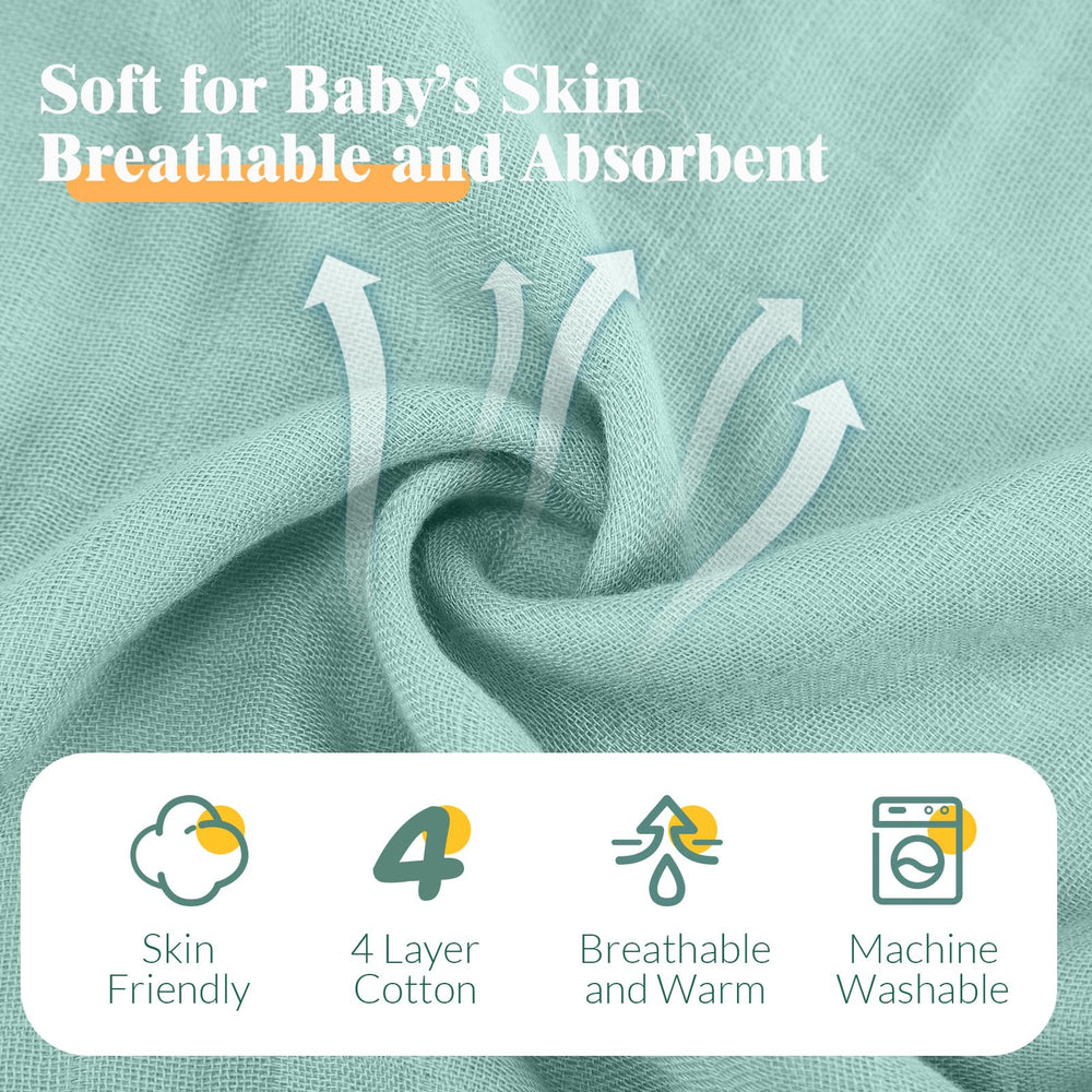 Preboun washcloth blue 12x12 — breathable cotton-muslin for quick-dry, mealtime cleanup