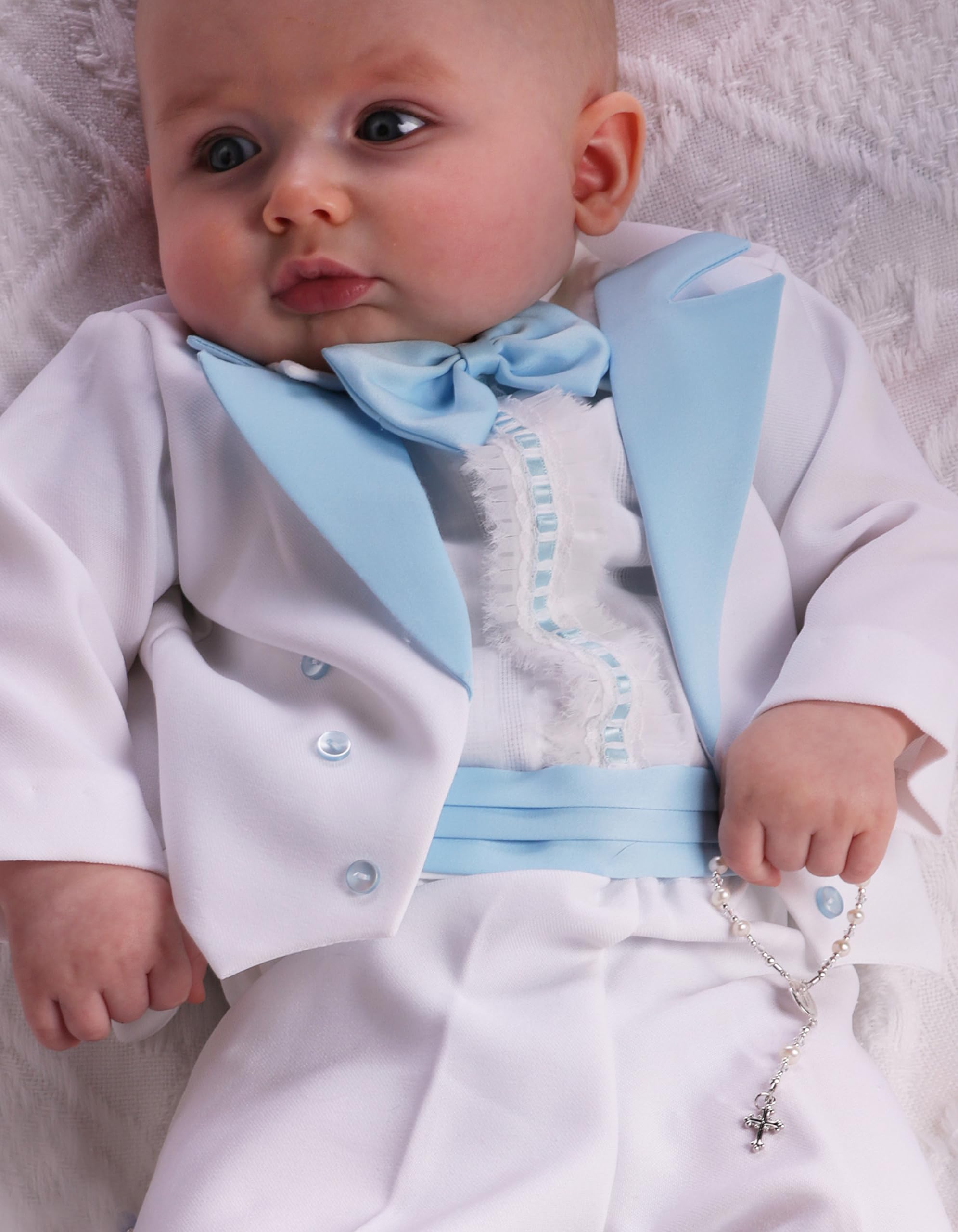 Precious Pieces Sterling Silver White Baby Rosary gift-box presentation ready for christening