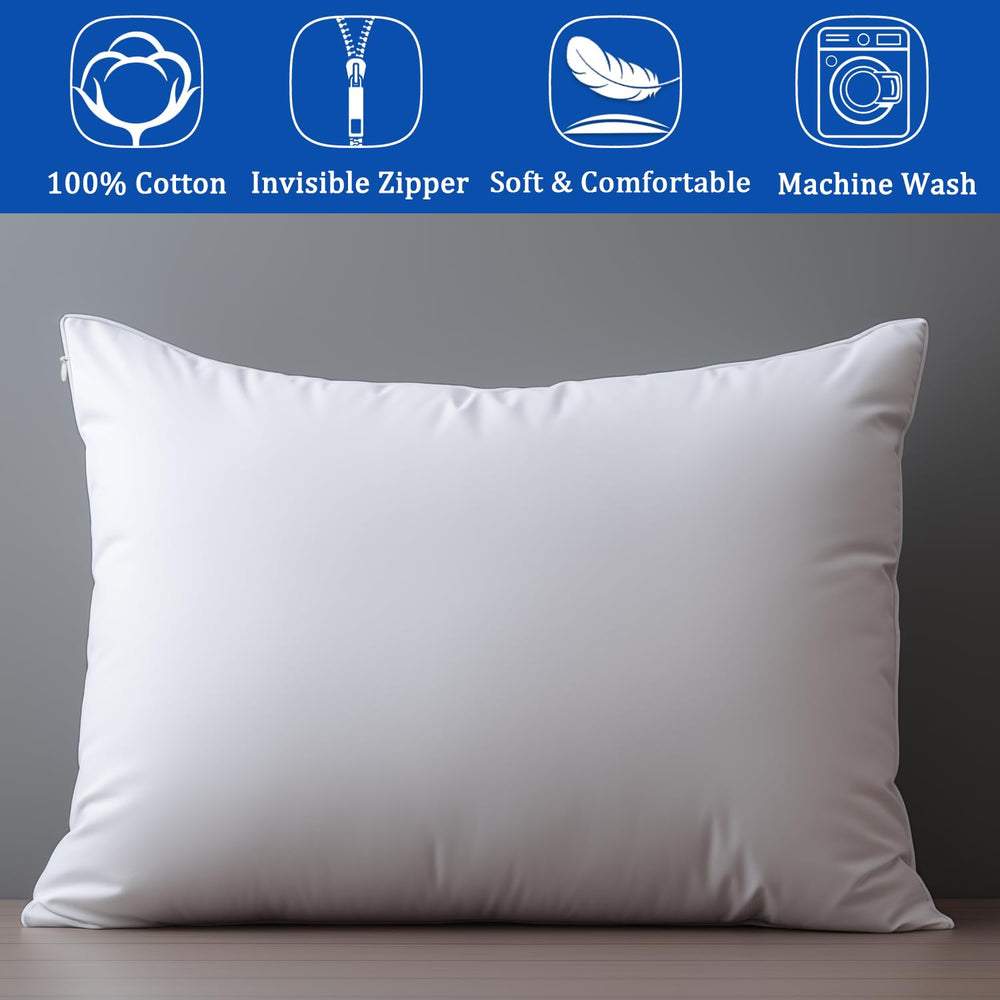 Precoco pillowcase easy-care close-up shows machine wash and quick drying.