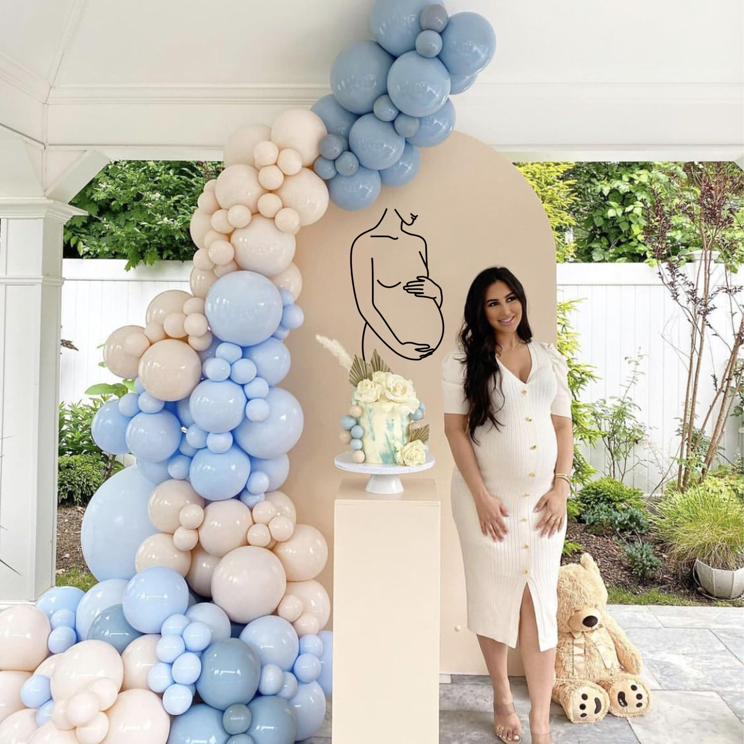 Pregnant Woman Silhouette Wall Decal gender-reveal theme elevates party mood.