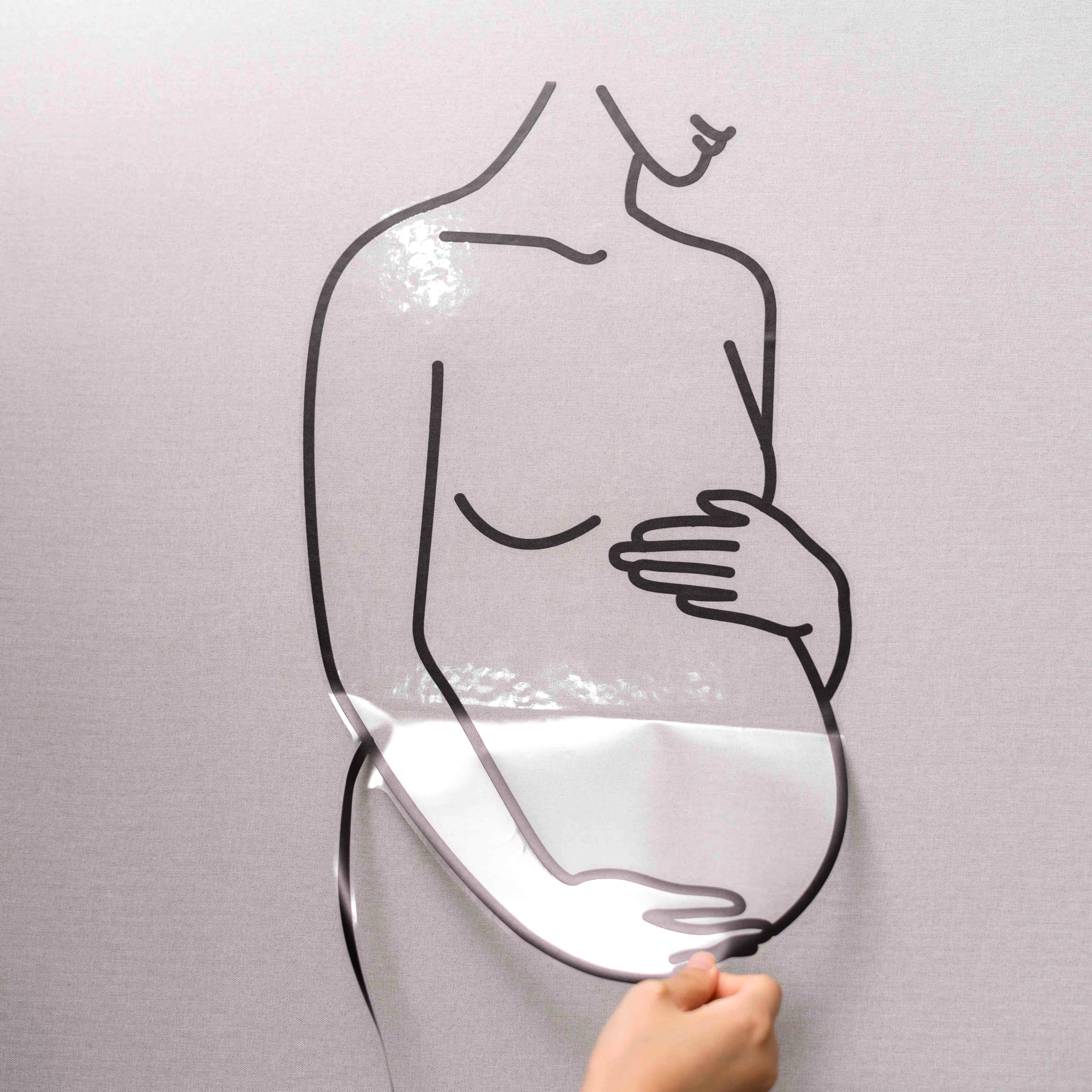 Pregnant Woman Silhouette Wall Decal repositionable with no residue after removal.
