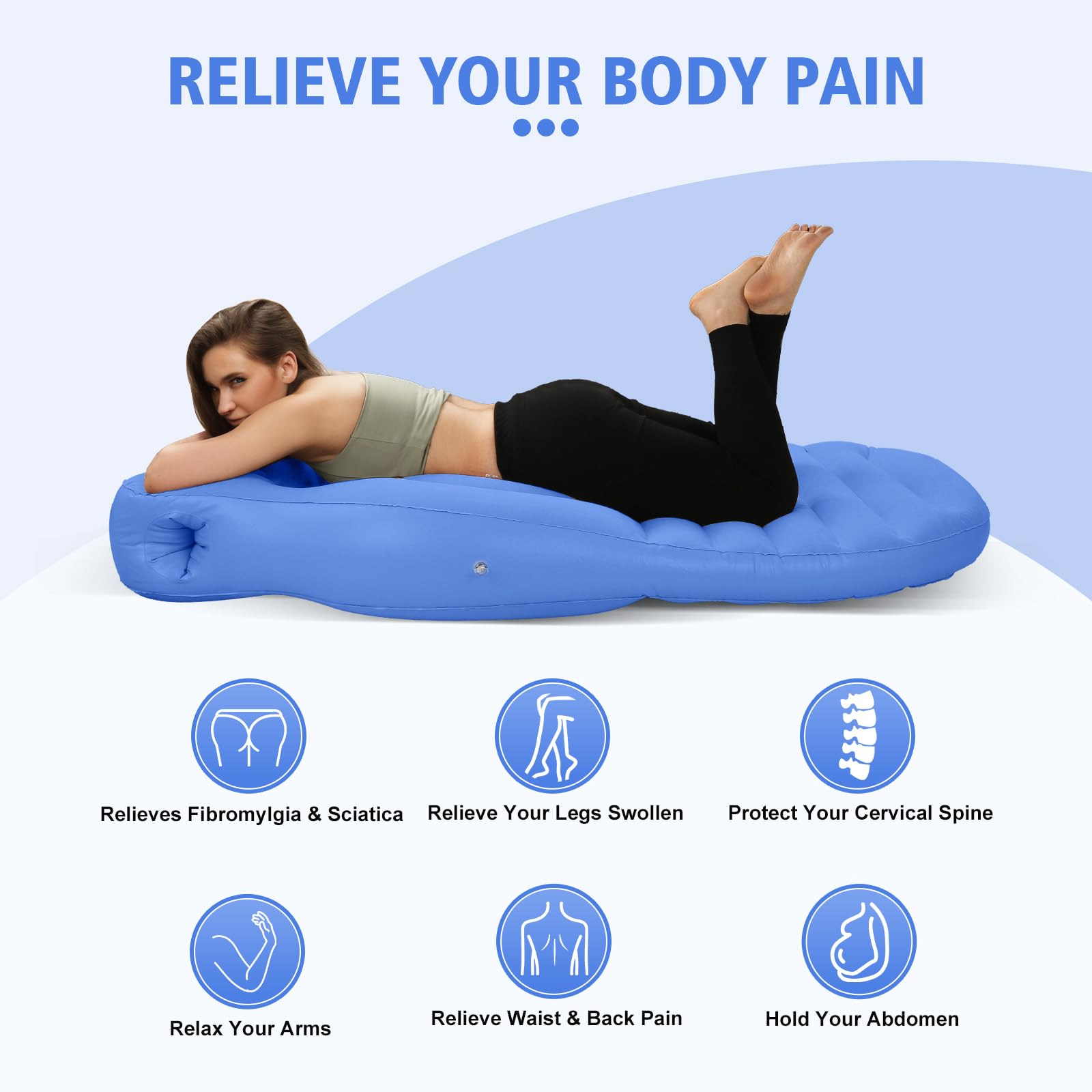 PregSpag full-body airbed for stomach sleeping offers spine-aligned comfort.