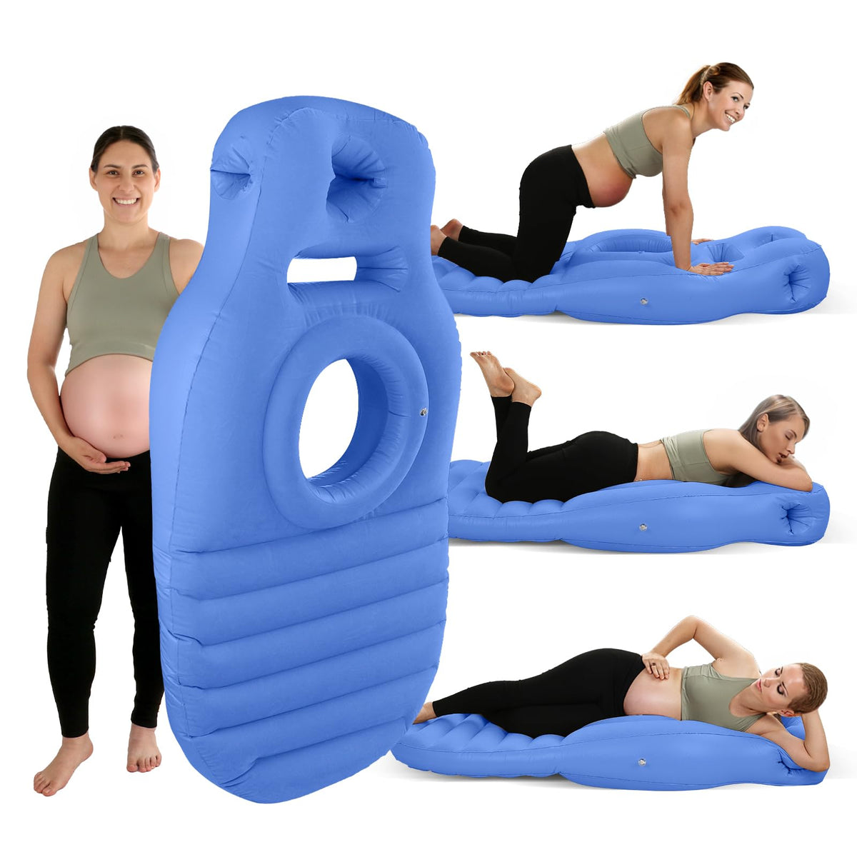 PregSpag pregnancy pillow with belly-hole center supports prone sleeping for belly comfort.