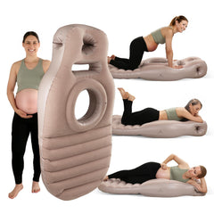 PregSpag pregnancy pillow belly-hole cradles the bump for comfortable prone sleeping.
