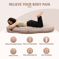 PregSpag pregnancy pillow hole in bed use supports side sleeping and hip relief.