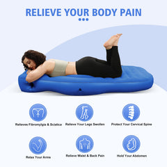 PregSpag hole-design pillow in blue offers side-sleep bump support.