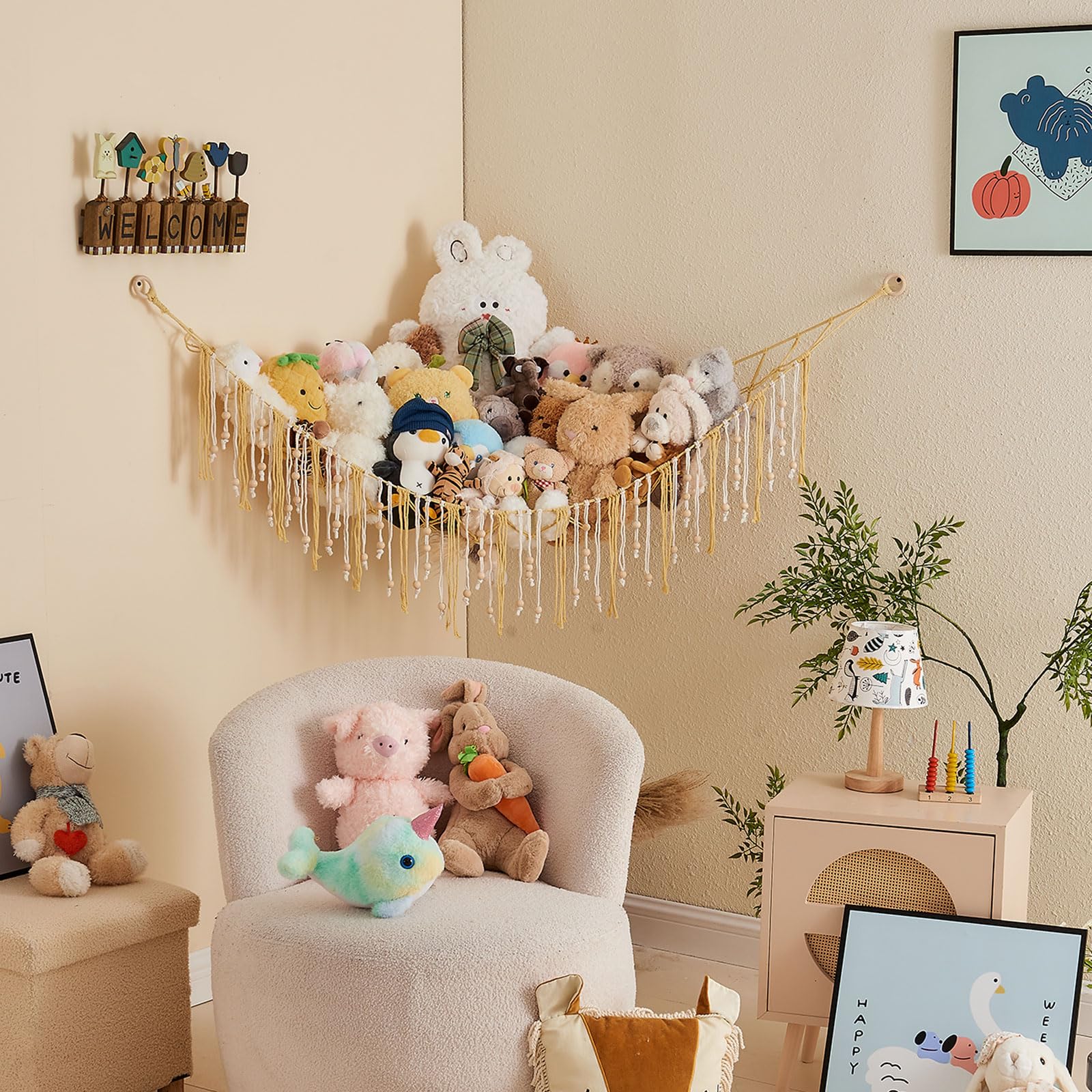 Soft cotton material of Pretty Jolly hammock shown for daily use.