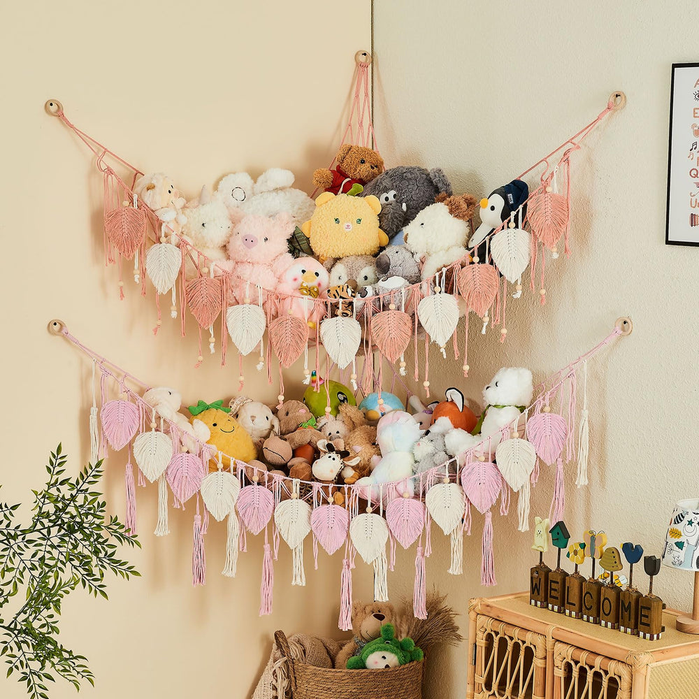 Pretty Jolly macrame large-storage capacity fits a big plush collection for tidy rooms.