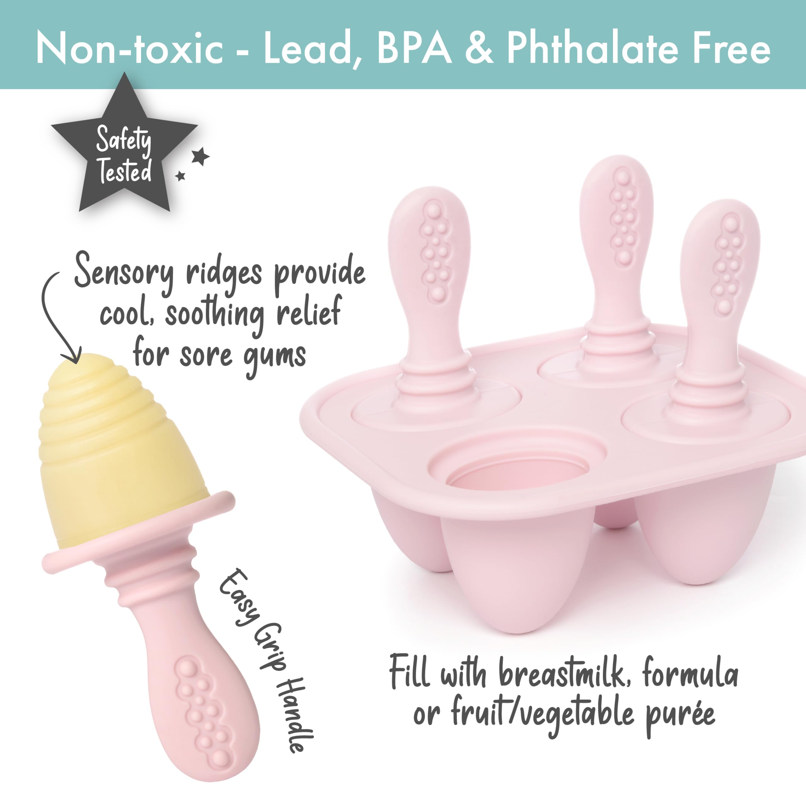 PrimaStella popsicle-mold-dusty-rose-teething: soothing gums as little one learns to chew.