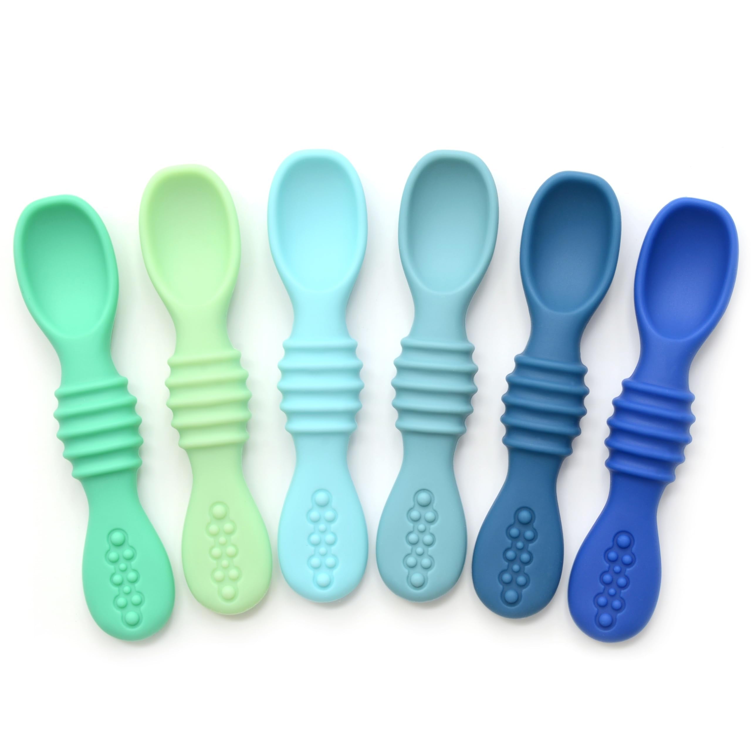 PrimaStella silicone chew spoon Seaside Palette soft spoon tip for gentle gum comfort during feeding.