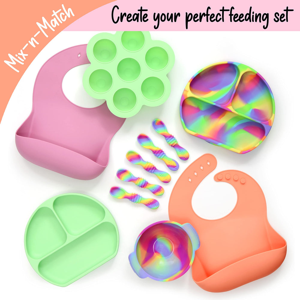 PrimaStella silicone chew spoon set dishwasher-boil-safe image underscores easy cleaning.