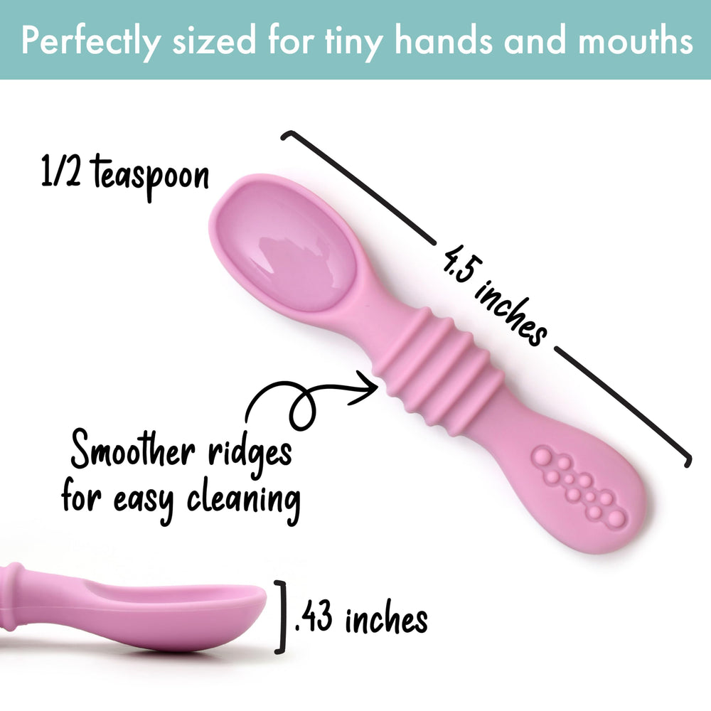 PrimaStella silicone chew spoon set dishwasher and boil safe for easy cleanup