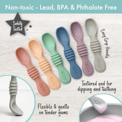 PrimaStella chew spoon tip close-up showing soft teething texture