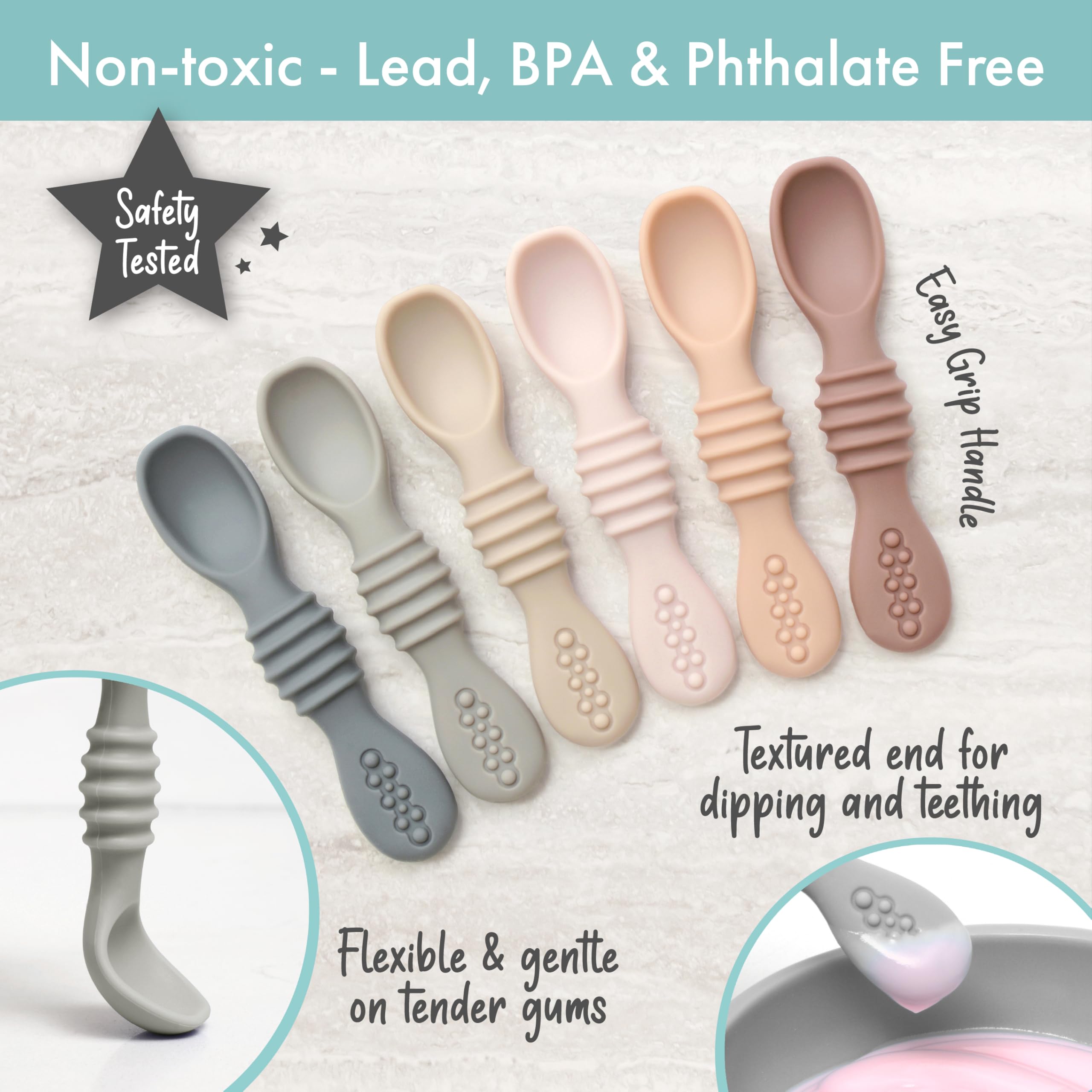 PrimaStella first-stage spoon-teether helps infants explore solids while soothing gums during BLW.