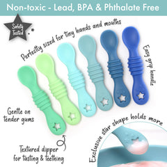 PrimaStella Little Dippers close-up shows soft silicone texture for teething.