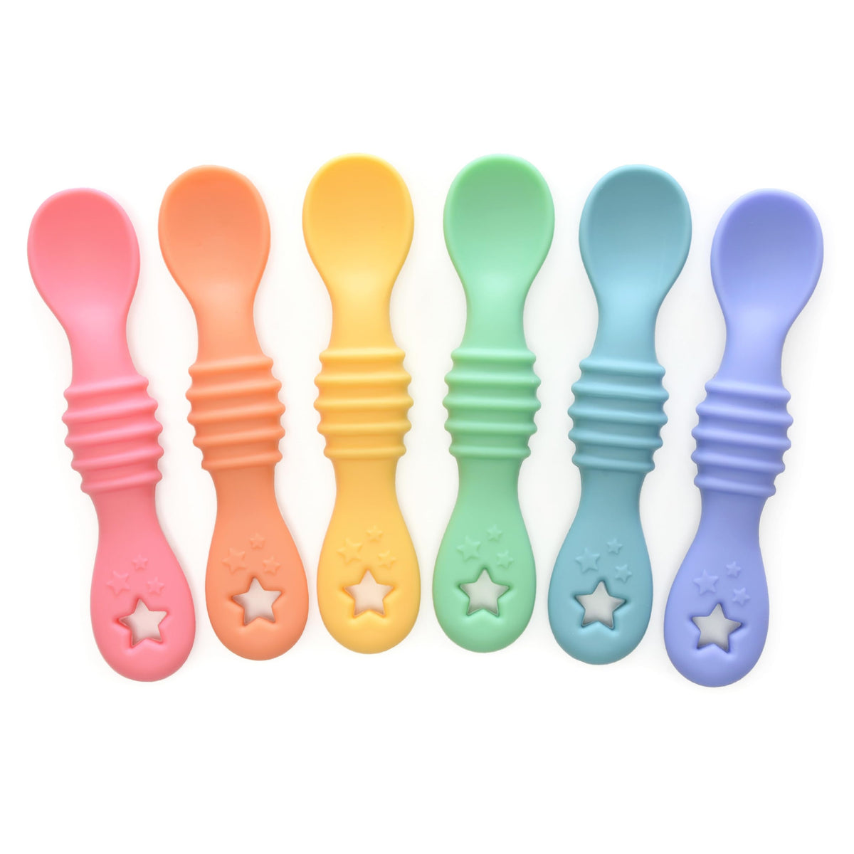 PrimaStella Little Dippers spoon close-up showing ultra-soft silicone for gentle gums.