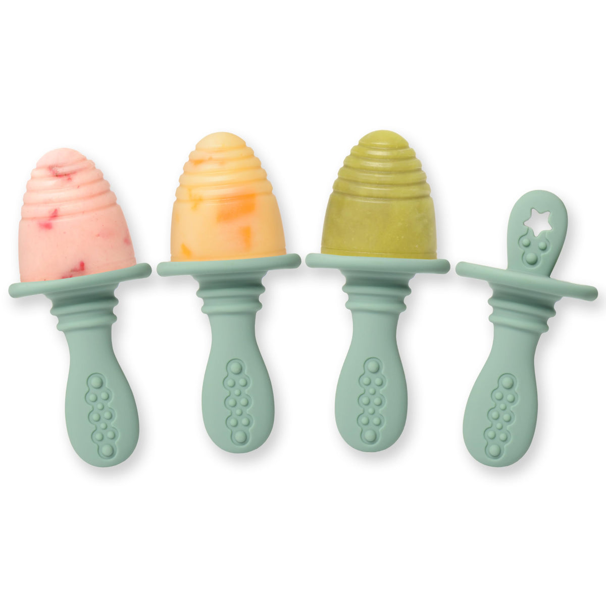PrimaStella Petite Pops sage green teether mold for soothing gums during feeding