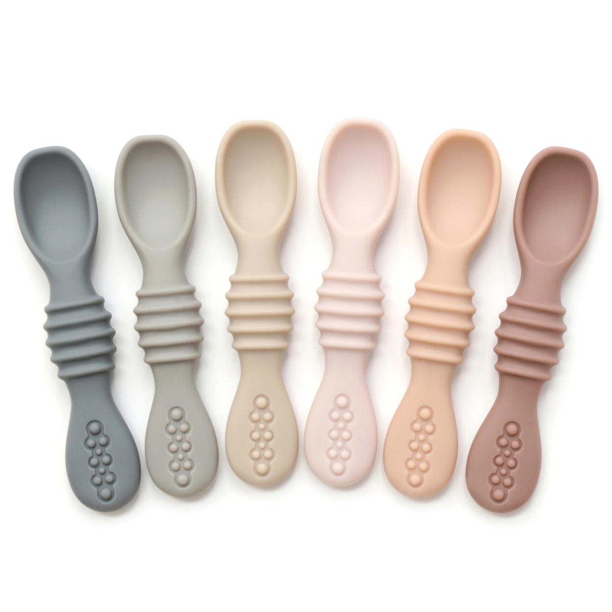 PrimaStella silicone chew spoon set with dual ends supports self-feeding and teething exploration.