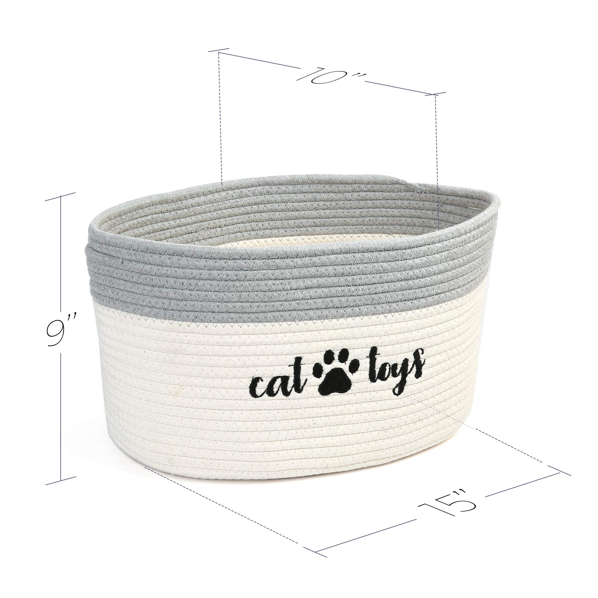 PrimePets cotton rope storage basket with handles, soft touch for pets and kids