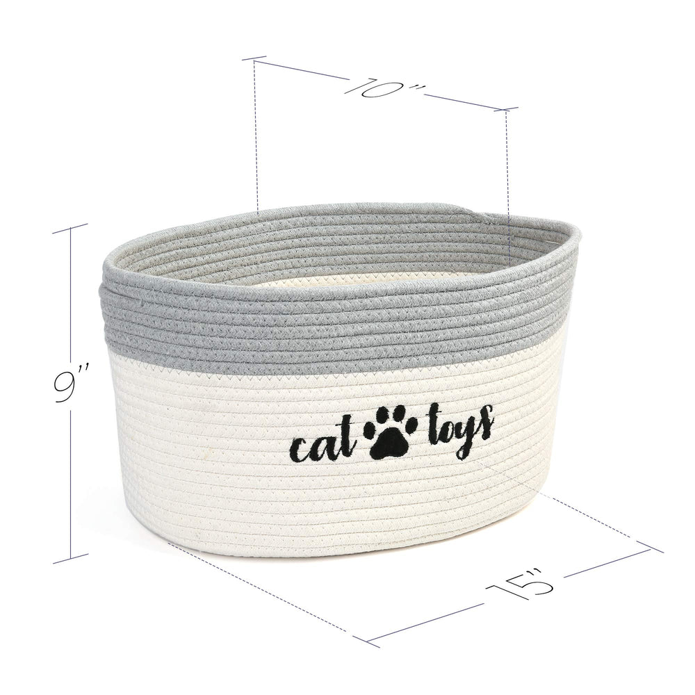 PrimePets cotton rope storage basket with handles, soft touch for pets and kids