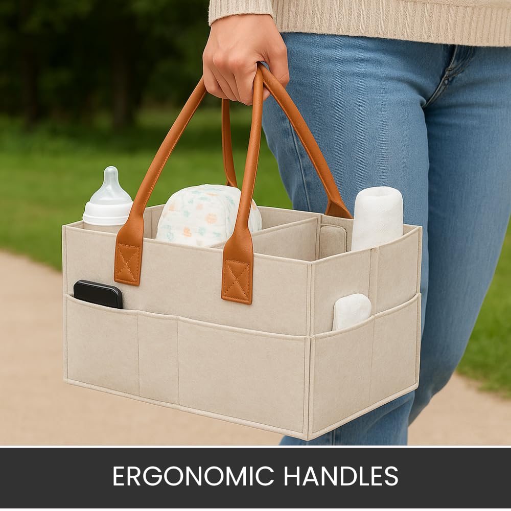 PRIMERA COLLECTIONS Felt Diaper Caddy diapers-and-wipes organization simplifies quick diaper changes.