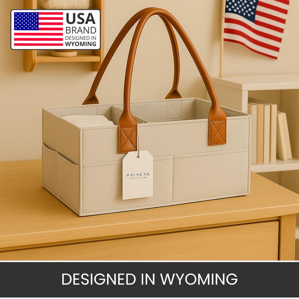 PRIMERA COLLECTIONS Felt Diaper Caddy lightweight-portable lets you move it around the home effortlessly.