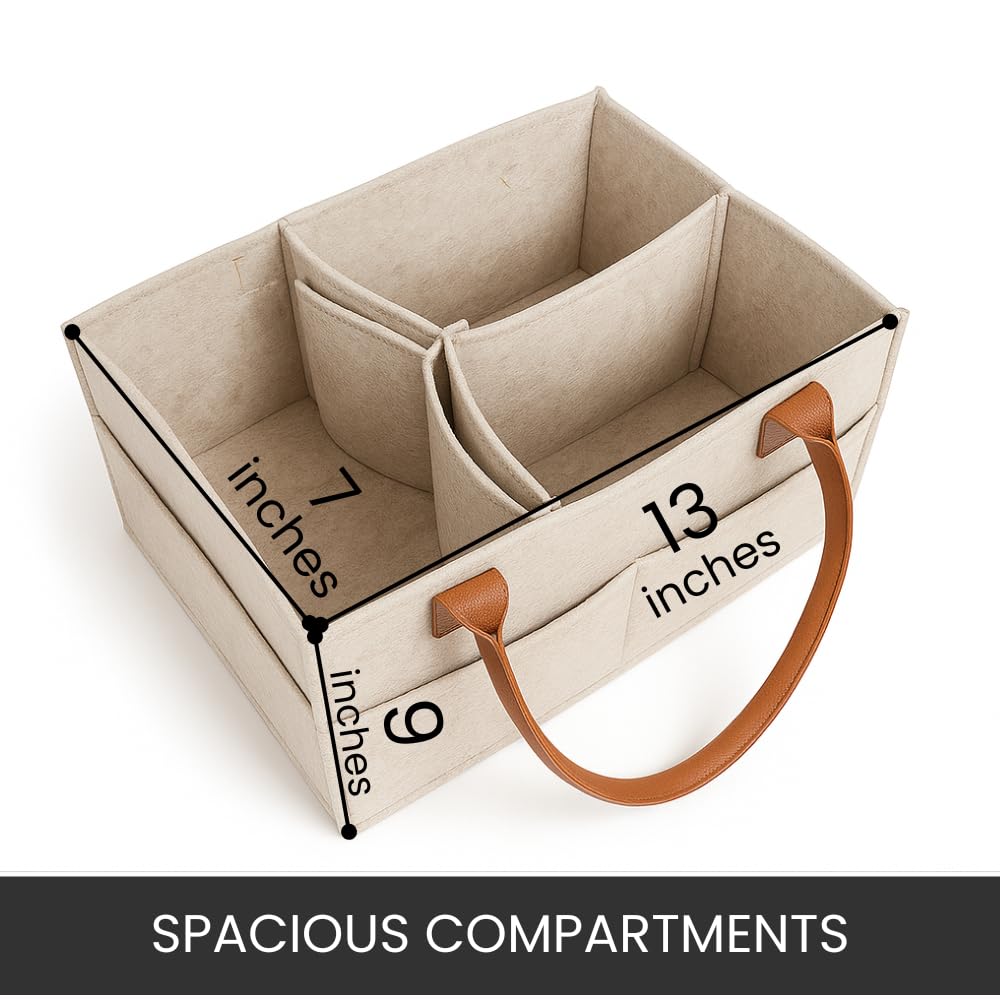 PRIMERA COLLECTIONS Felt Diaper Caddy nursery-decor blends with neutral tones for a calm space.