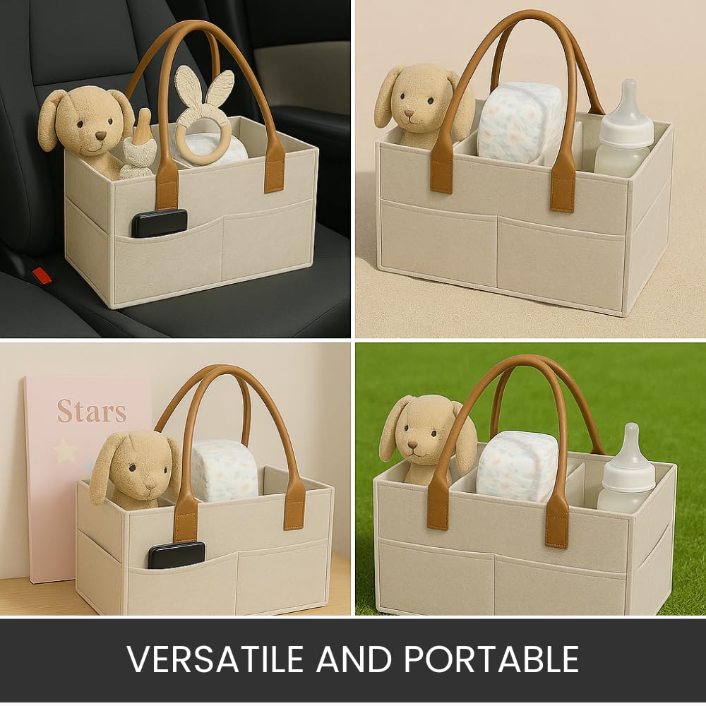 PRIMERA COLLECTIONS Felt Diaper Caddy on-the-go-travel keeps baby items within reach.