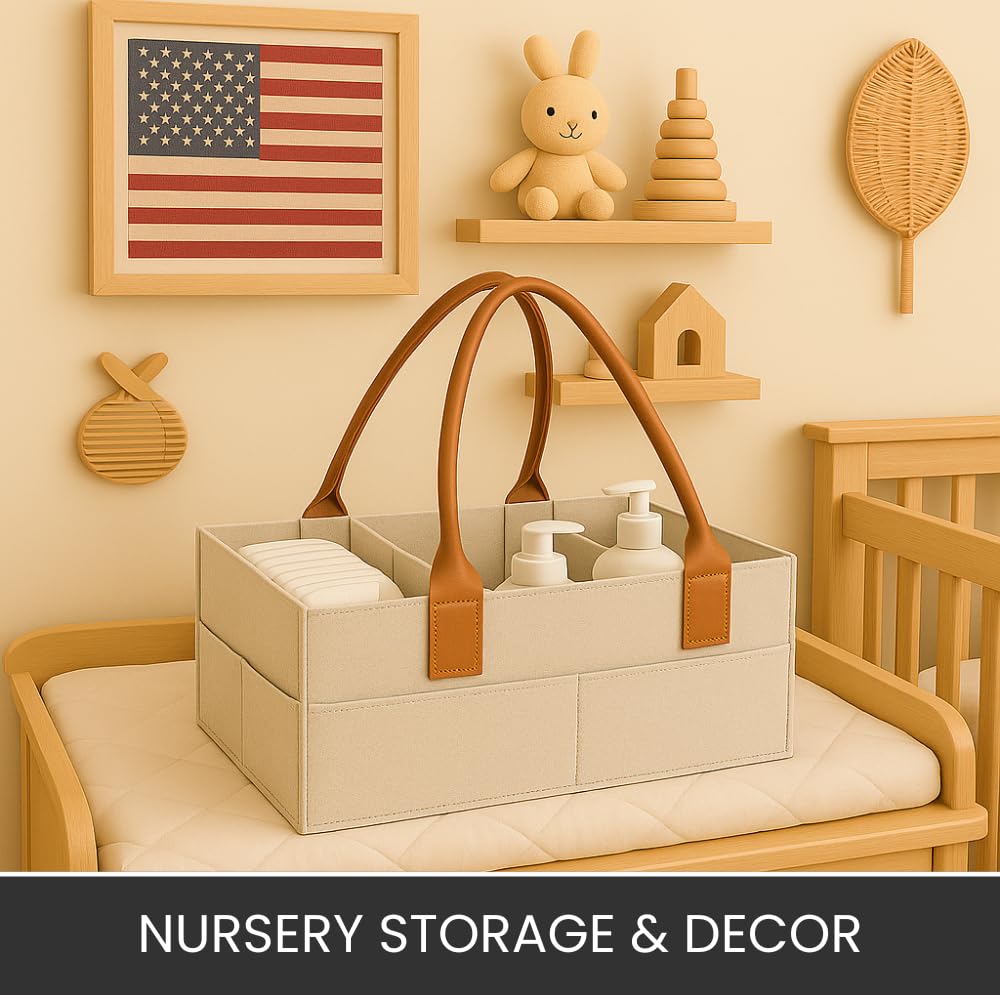 PRIMERA COLLECTIONS Felt Diaper Caddy premium-felt-material offers durable, soft texture for daily use.