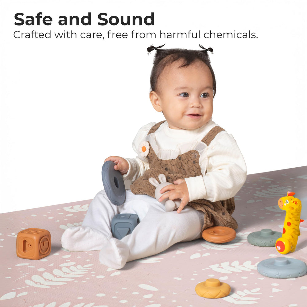 Primica baby foam tiles form a large area rug for stylish, comfy play.