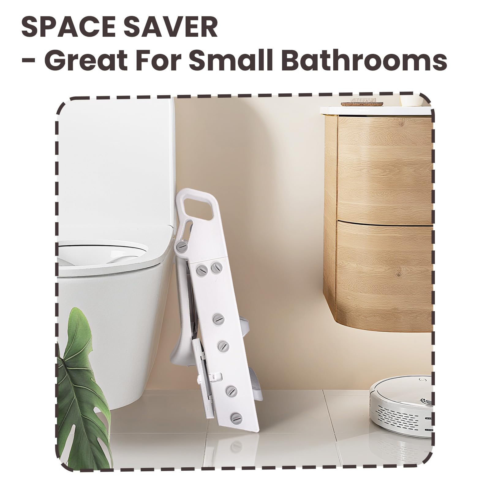 PRIMLECT potty seat top handles provide secure grip for climbing.