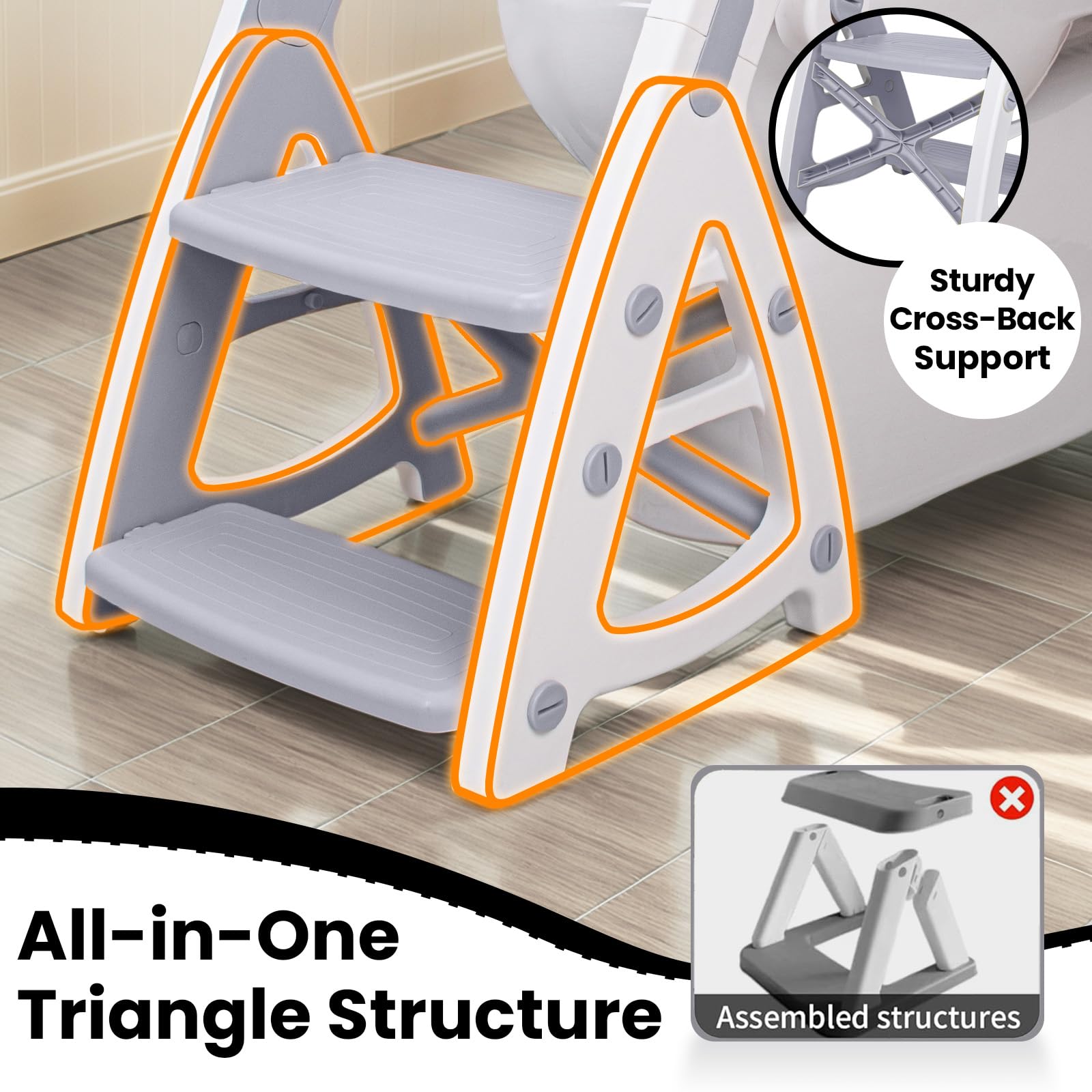 Primlect ultra-stable base grey supports confident potty training sessions.