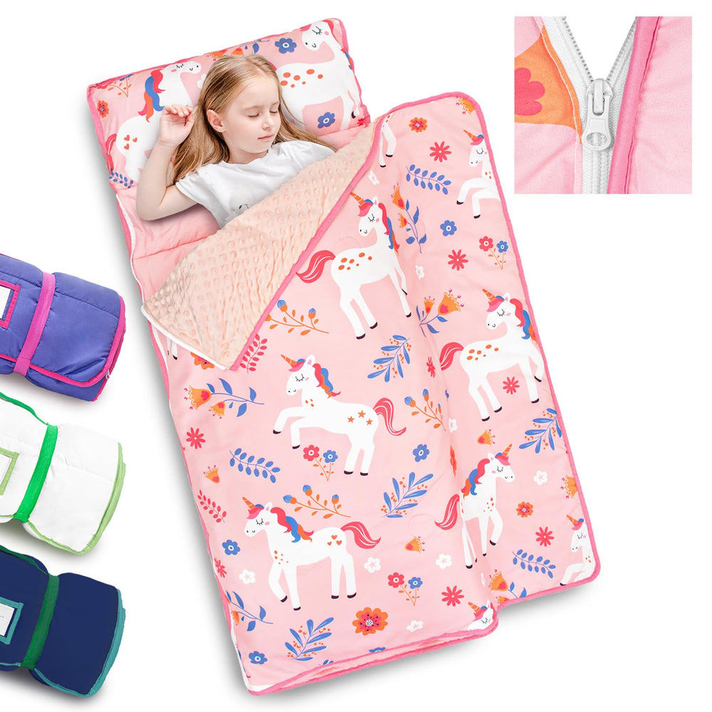 Primlect toddler nap mat with detachable blanket for flexible naps and travel.