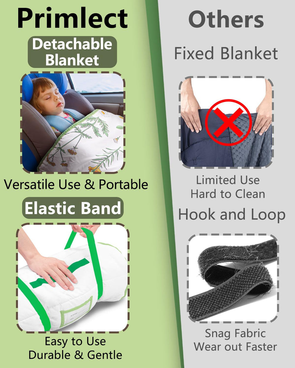 PRIMLECT nap mat with carry handle and name-tag pocket for quick identification.