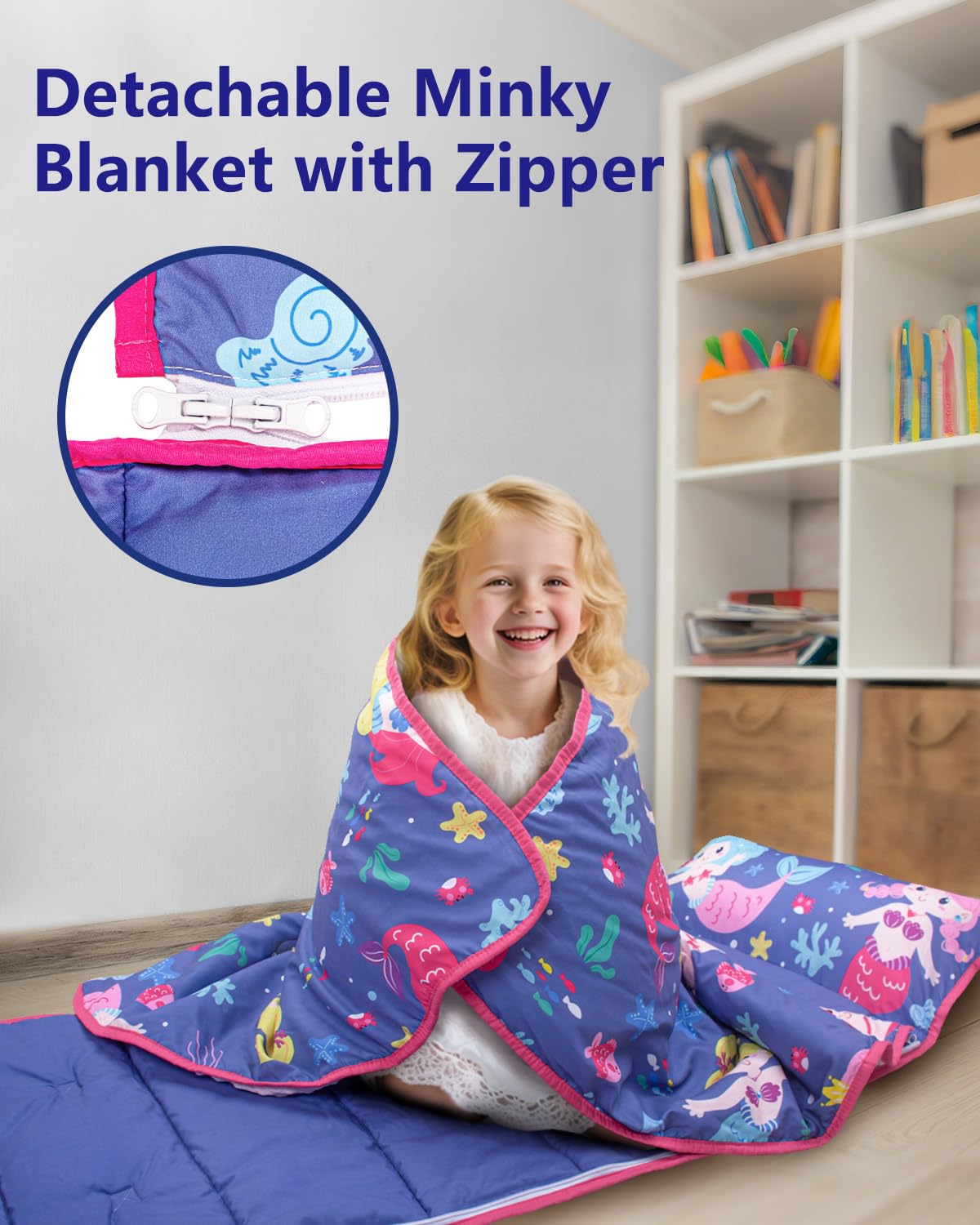 Primlect nap mat detachable blanket with zipper enabling versatile naps anywhere