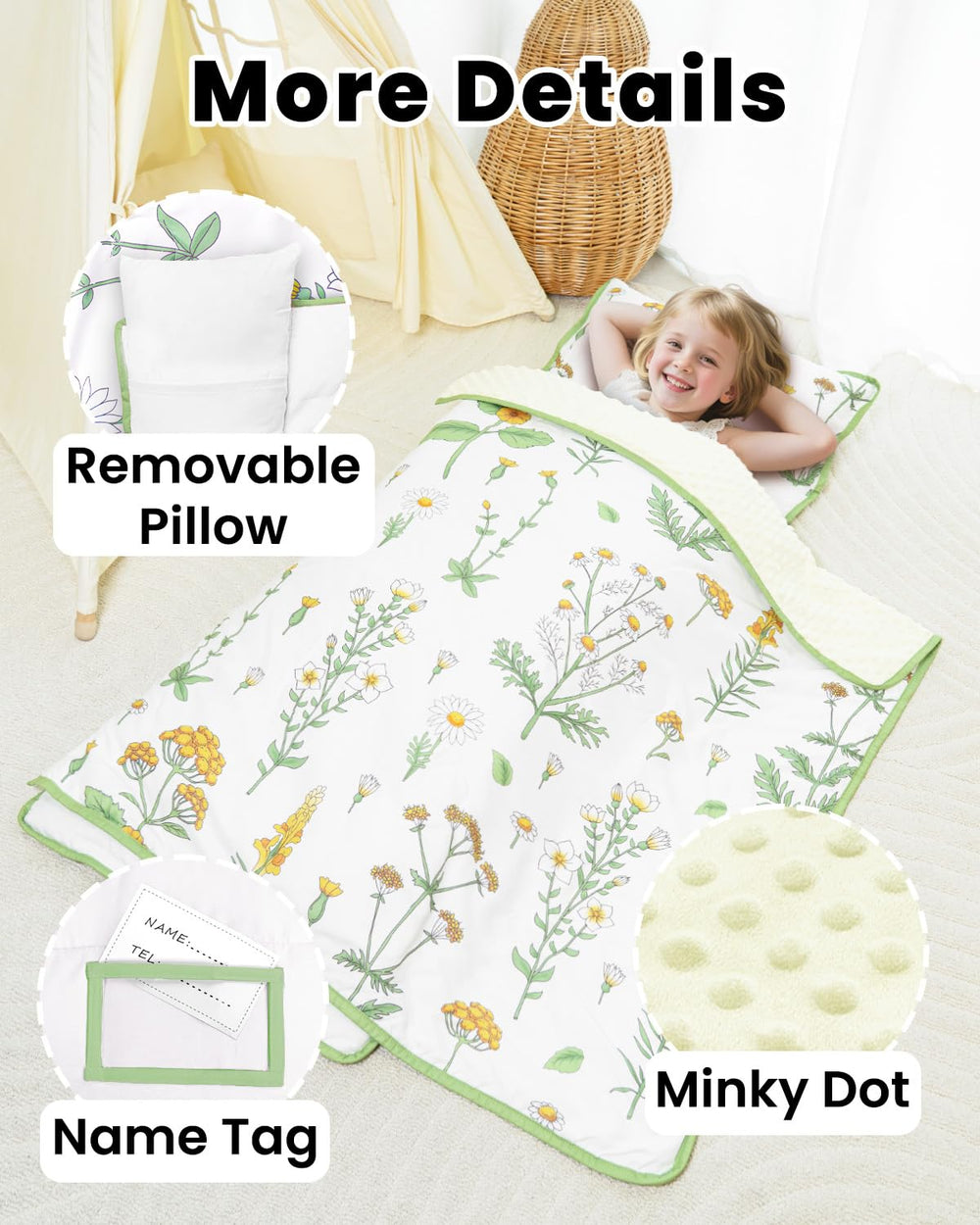 PRIMLECT nap mat pillow is removable for flexible comfort during rest.