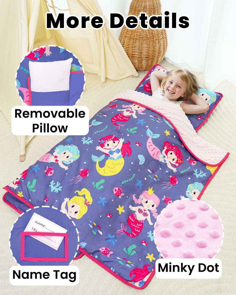 Primlect nap mat removable pillow for customized comfort