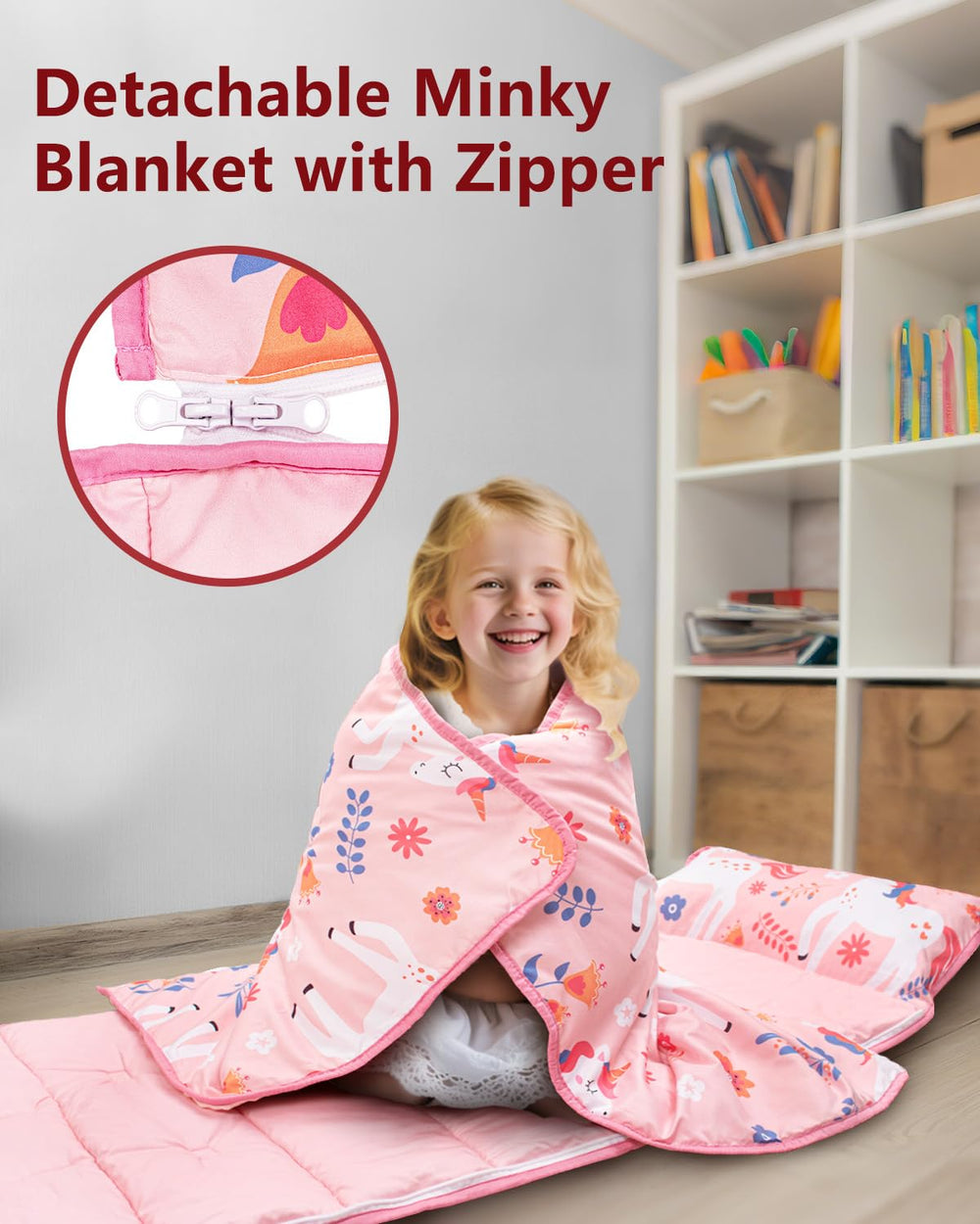 Primlect nap mat with removable pillow for customizable comfort.