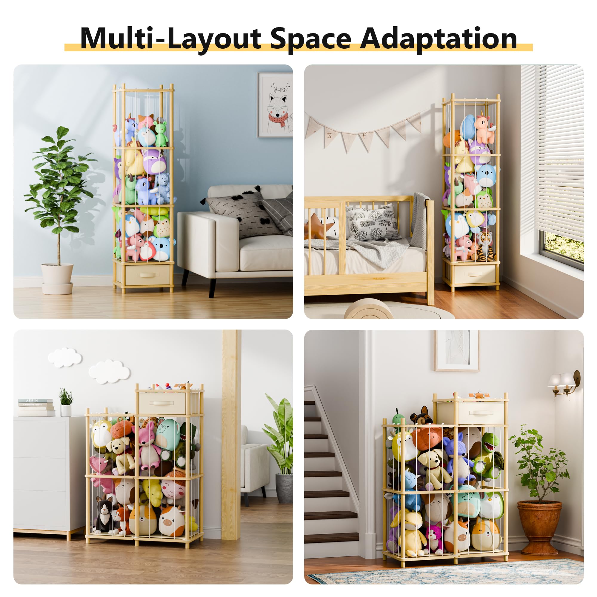 Primo Lines stuffed animal storage polyester-drawer keeps doll items neatly organized.