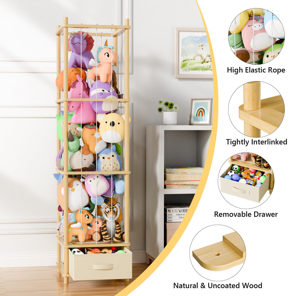 Primo Lines stuffed animal storage solid wood construction offers durable, smooth-finish storage.