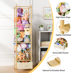Primo Lines stuffed animal storage solid wood construction offers durable, smooth-finish storage.