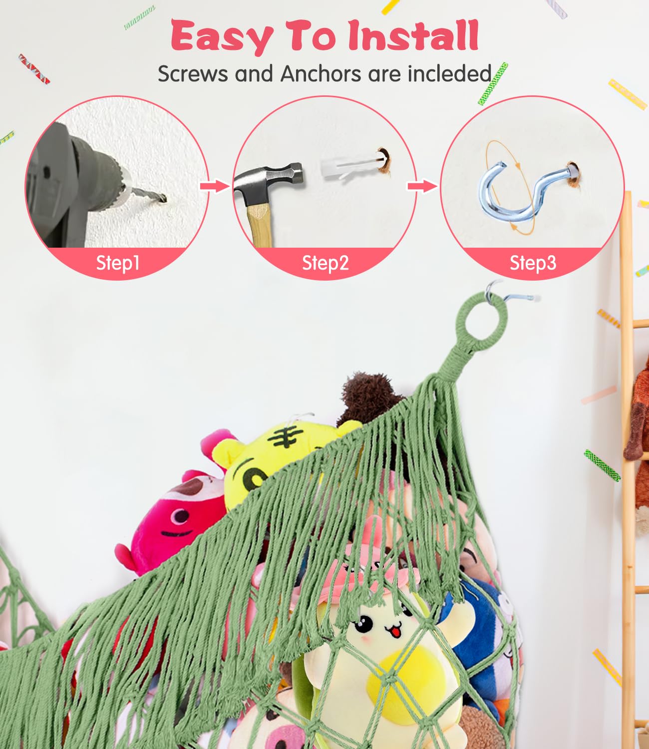PrimZooty easy-install kit with hooks and anchors for quick setup.