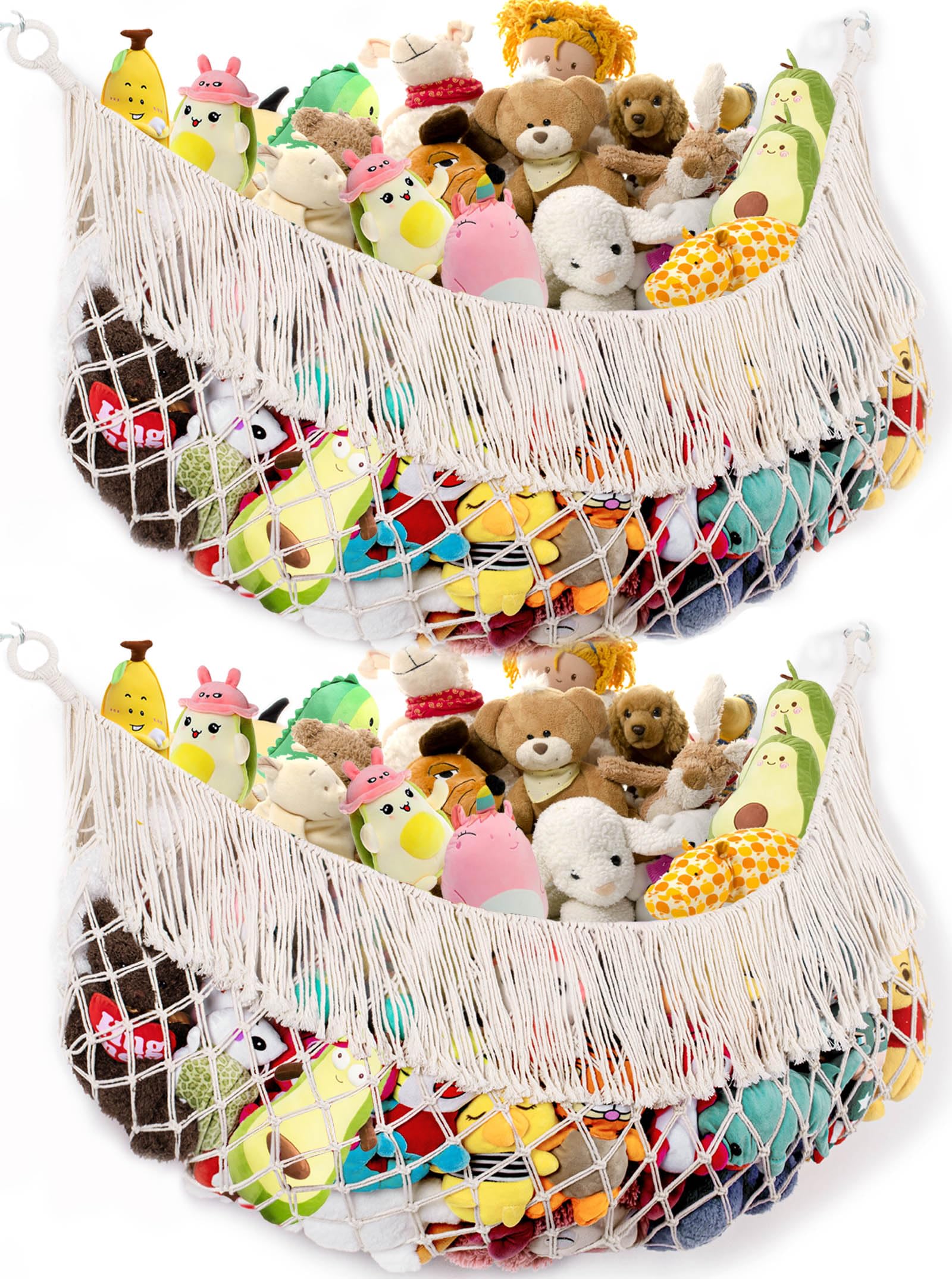PrimZooty hammock cream 2pack wall mount stores plush toys neatly, reducing clutter